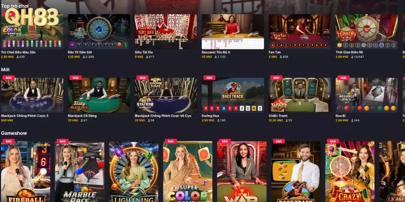 Các trò chơi tại sảnh Evo Live