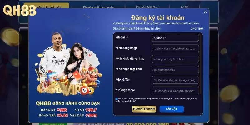 Hướng dẫn đăng ký QH88 năm 2025